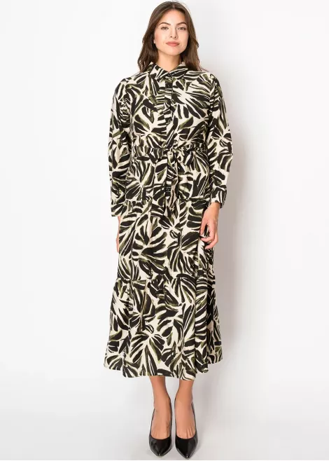 Olive and Black Leaf Print Dress Olive and Black Leaf Print Dress
