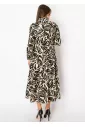 Olive and Black Leaf Print Dress