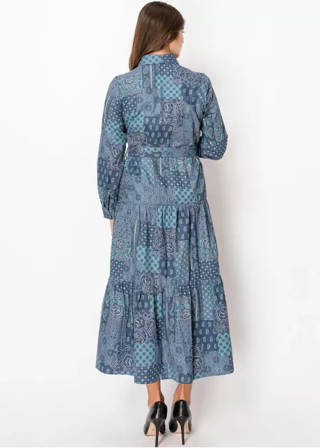 Classic Patchwork Blue Shirtdress