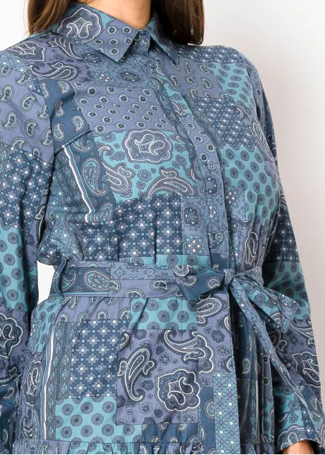 Classic Patchwork Blue Shirtdress