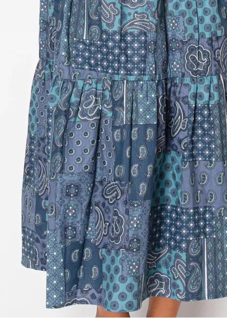 Classic Patchwork Blue Shirtdress
