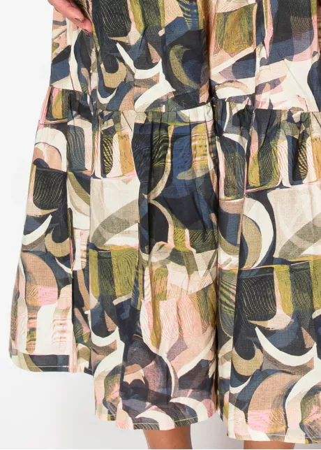 Green Brushstroke Tiered Dress