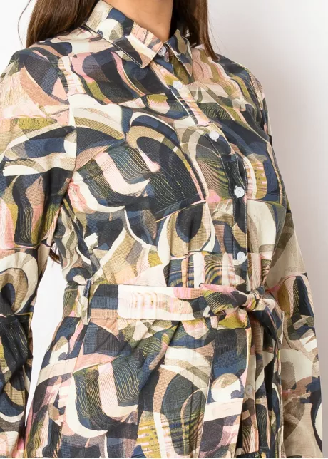 Green Brushstroke Tiered Dress