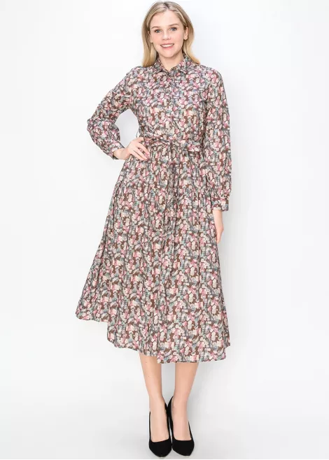 Pastel Petal Print Midi Dress Pastel Petal Print Midi Dress