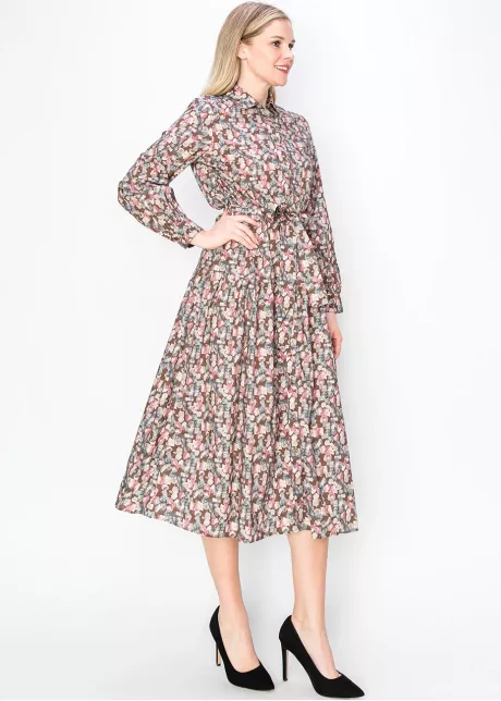 Pastel Petal Print Midi Dress