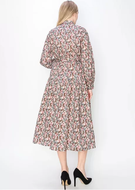 Pastel Petal Print Midi Dress