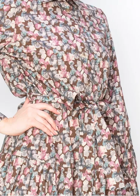 Pastel Petal Print Midi Dress