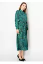 Verdant Paisley Pleated Dress