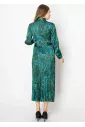 Verdant Paisley Pleated Dress