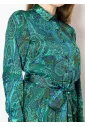 Verdant Paisley Pleated Dress