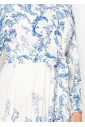 Elegant White and Blue Print Dress