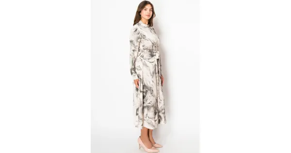 White Marble Hoodie Dress