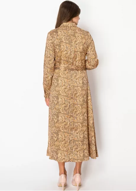 Amber Glow Belted Shirt Dress