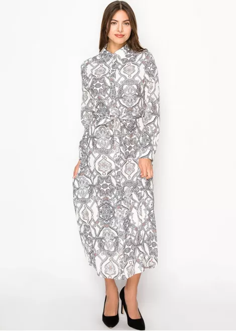 Ivory Mosaic Belted Dress Ivory Mosaic Belted Dress