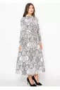 Ivory Mosaic Belted Dress