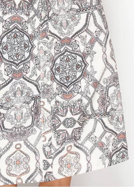 Ivory Mosaic Belted Dress