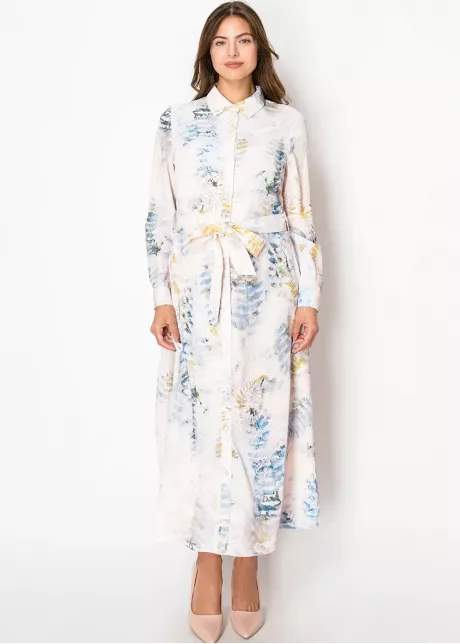 Soft Cloud Watercolor Shirt Dress