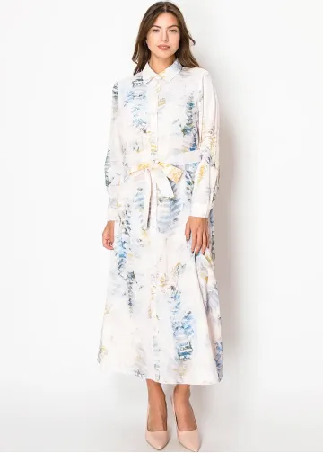 Soft Cloud Watercolor Shirt Dress