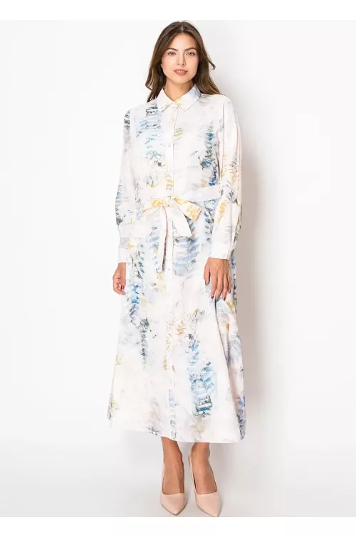 Soft Cloud Watercolor Shirt Dress