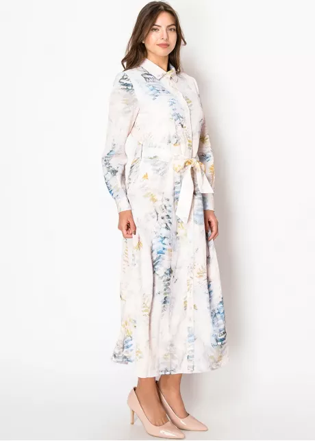Soft Cloud Watercolor Shirt Dress