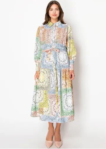 Multi-Hue Patchwork Dress