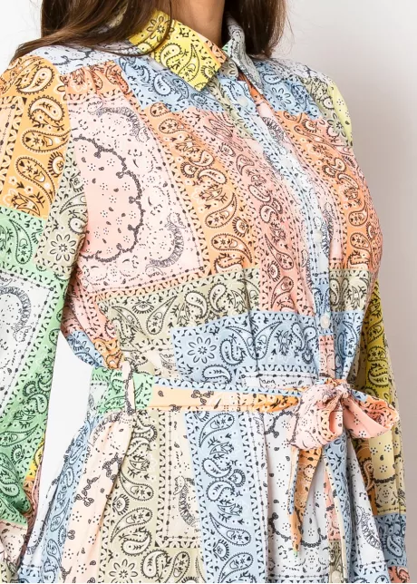 Multi-Hue Patchwork Dress