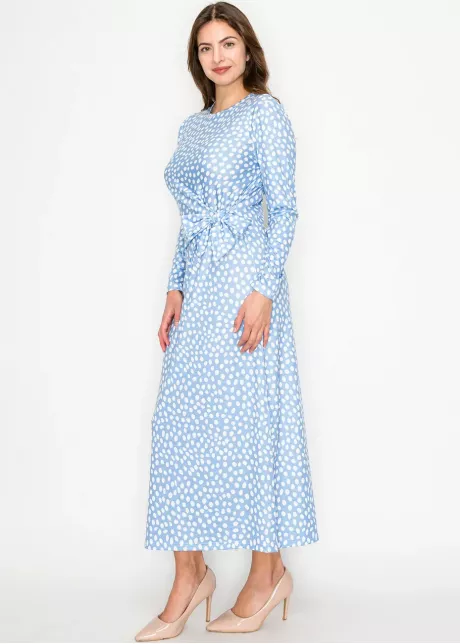 Sky Dot Tie-Waist Dress