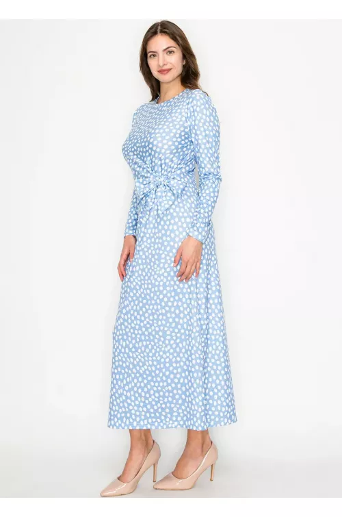 Sky Dot Tie-Waist Dress