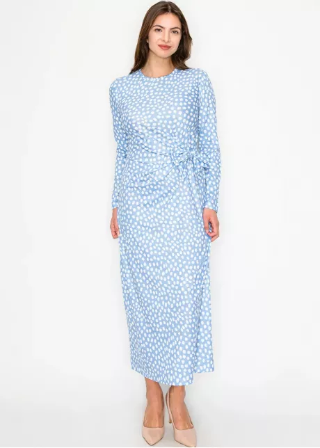 Sky Dot Tie-Waist Dress