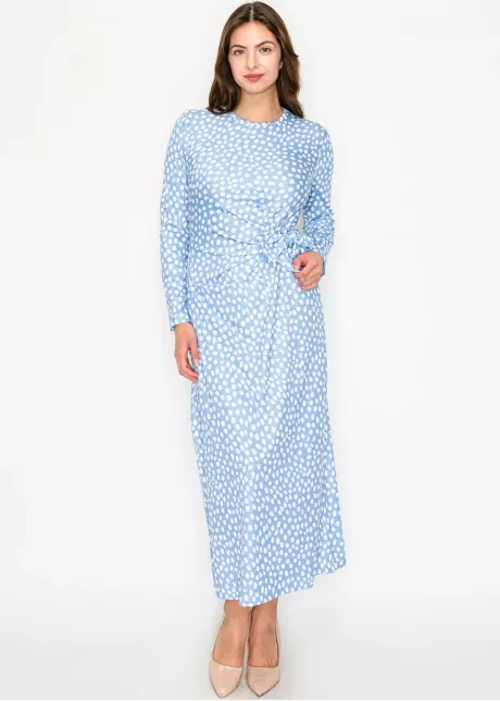 Sky Dot Tie-Waist Dress