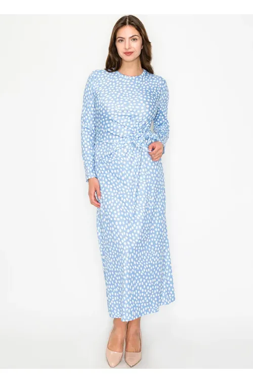 Sky Dot Tie-Waist Dress