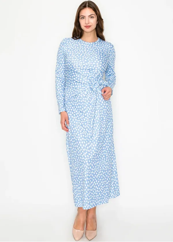Sky Dot Tie-Waist Dress