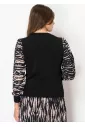 Black Sweater with Patterned Sleeves