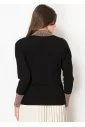 Elegant Black Sweater with Wrap V-Neckline