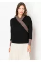 Elegant Black Sweater with Wrap V-Neckline