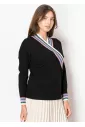 Striped Edge Wrap Knit Sweater