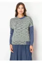 Abstract Striped Sweater in Green-Blue