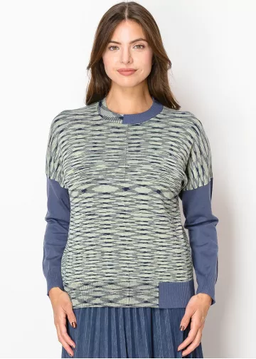 Abstract Striped Sweater in Green-Blue Abstract Striped Sweater in Green-Blue