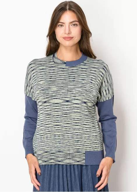 Abstract Striped Sweater in Green-Blue Abstract Striped Sweater in Green-Blue