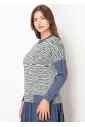 Abstract Striped Sweater in Green-Blue