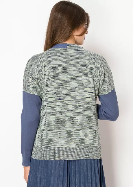 Abstract Striped Sweater in Green-Blue