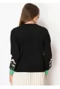 Black Daisy Sleeve Cozy Knit Sweater