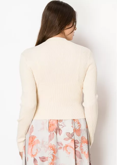 Classic Beige Ribbed Cardigan