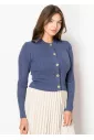 Golden Button Detail Cardigan in Blue