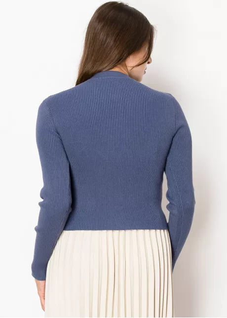 Golden Button Detail Cardigan in Blue