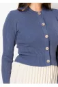 Golden Button Detail Cardigan in Blue