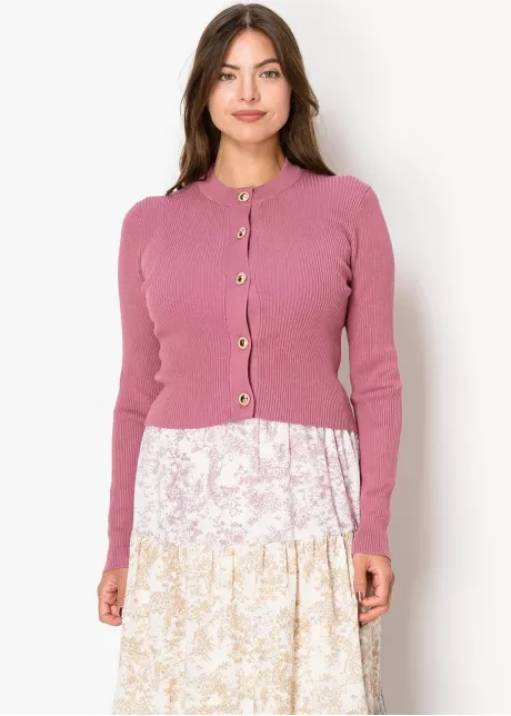 Dusty Rose Ribbed Cardigan