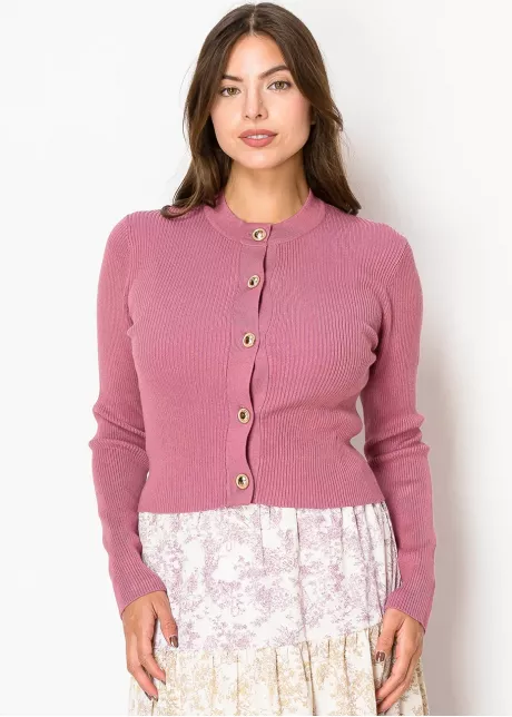 Dusty Rose Ribbed Cardigan