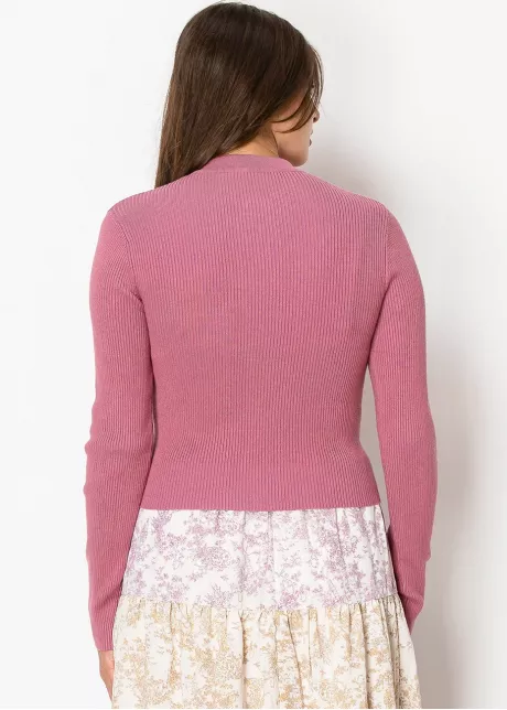 Dusty Rose Ribbed Cardigan