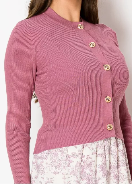 Dusty Rose Ribbed Cardigan